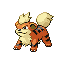 #058 Growlithe sprite Rojo Fuego / Verde Hoja